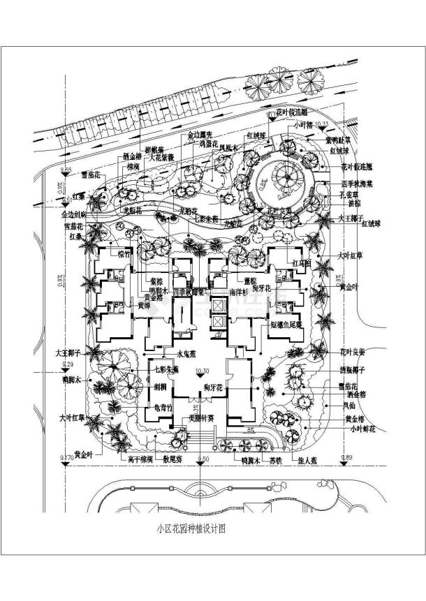 某住宅小区种植设计方案cad详图纸-图一