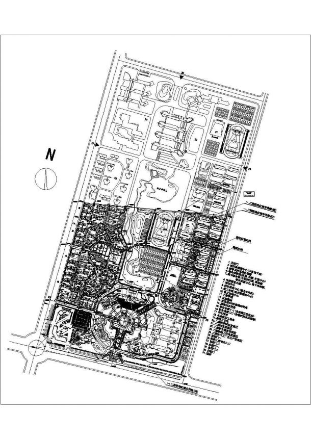 温泉城建筑总体规划cad平面设计精简图-图一