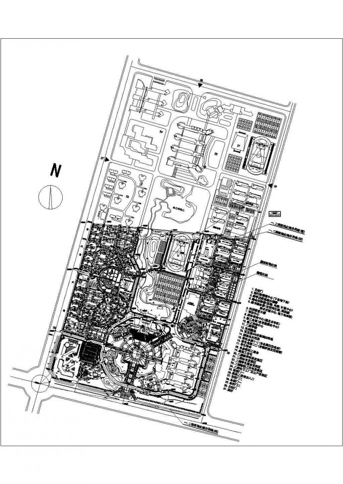 温泉城建筑总体规划cad平面设计精简图_图1