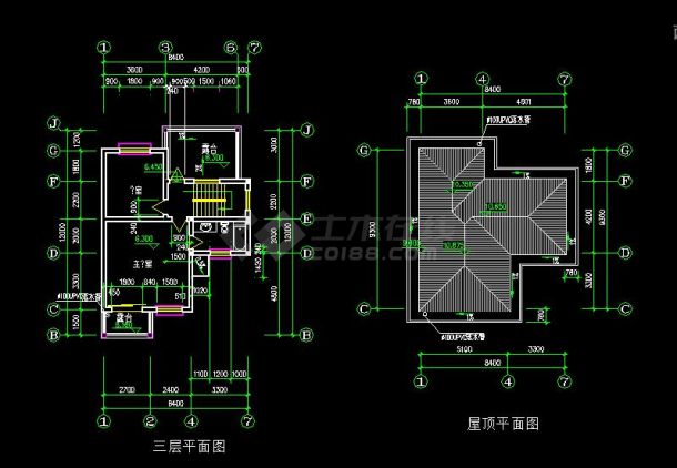 比较详细的度假区别墅建筑cad图纸（标注详细）-图二