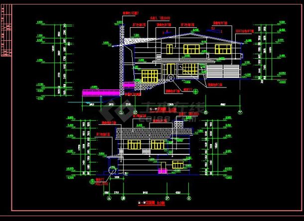 某地大型临水别墅建筑cad图纸（共9张）-图二