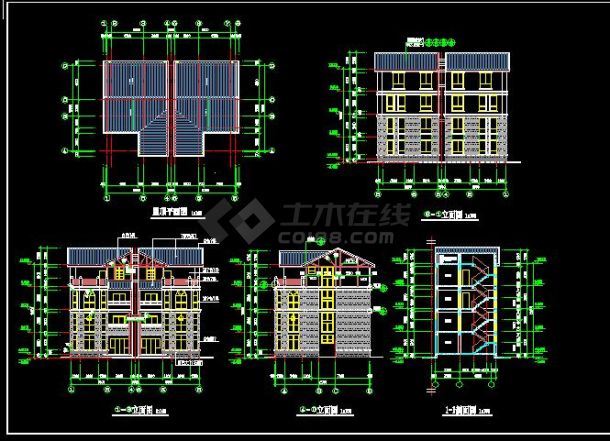 某四层别墅建筑cad施工图（共2张）-图二