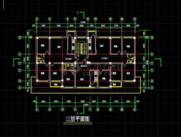 大型经典的三层别墅建筑施工图（共9张）-图二