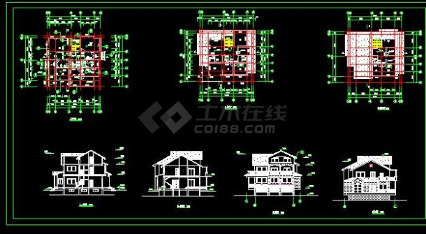 三层小别墅建筑cad施工图（共7张）-图一