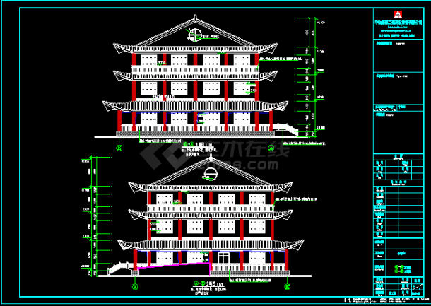古建办公楼建筑设计图（含绿色建筑说明）-图二