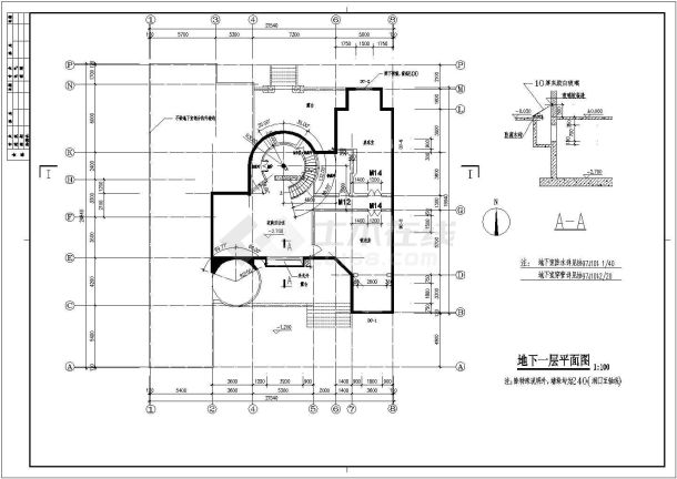 某三层花园别墅建筑设计施工CAD图-图二