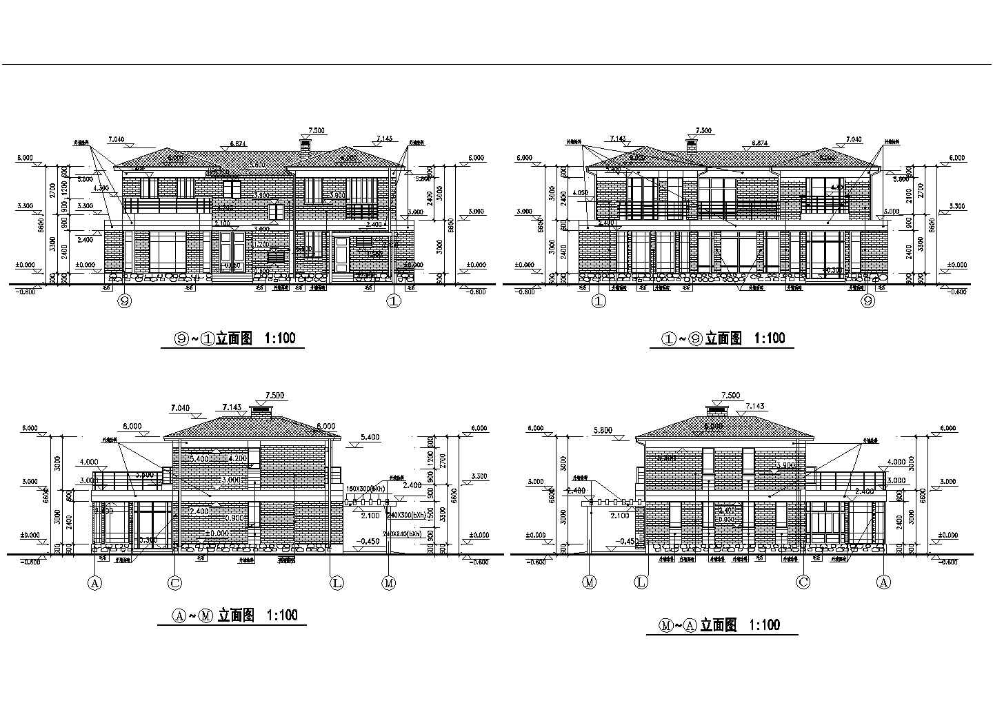 某地欧式三层别墅建筑设计施工方案图