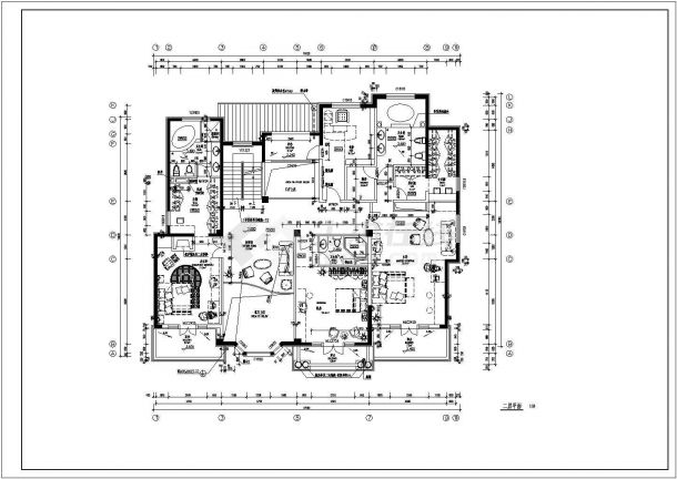 某地三层高档别墅建筑设计施工CAD图-图二