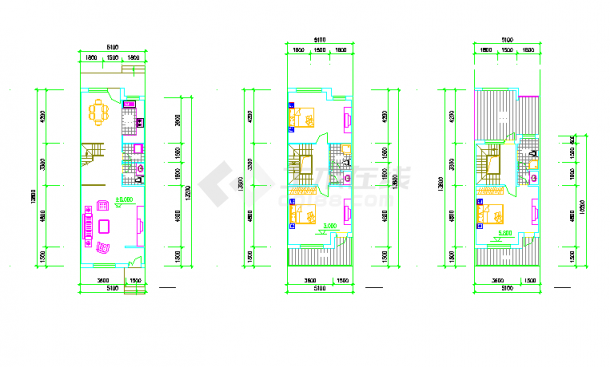 经常使用的联排别墅装修CAD设计方案图（全套）-图二