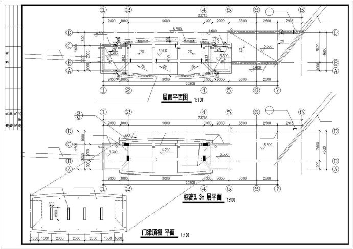 气派大门建筑cad施工设计精简图_图1