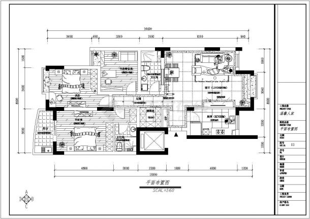 温馨人家室内装修平面设计CAD图纸-图二