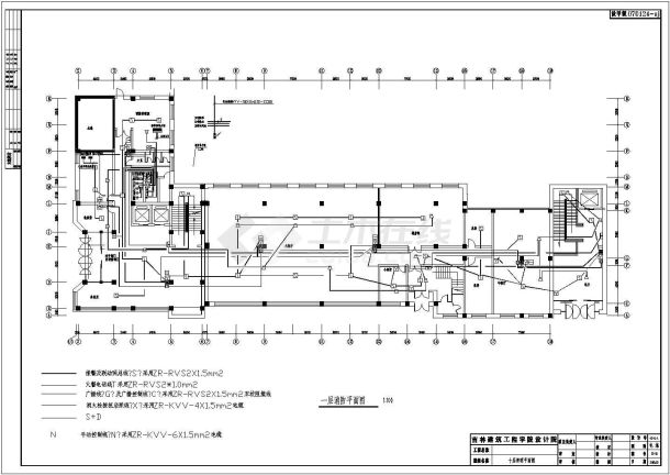 某地区雅柏大厦平面图消防电气cad设计施工图-图二