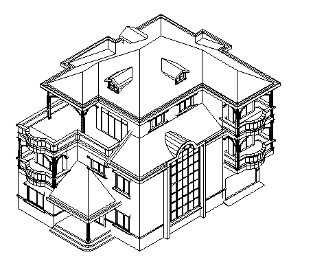 三层别墅建筑施工图纸（含结构和模型图）-图一