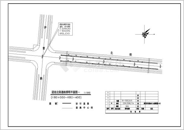 团结北街道路照明平面全套详细施工电气设计CAD图-图一