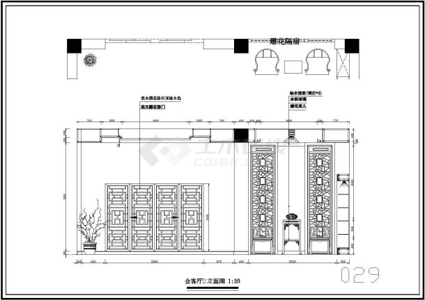 —中式别墅室内装修CAD图纸毕业设计-图二