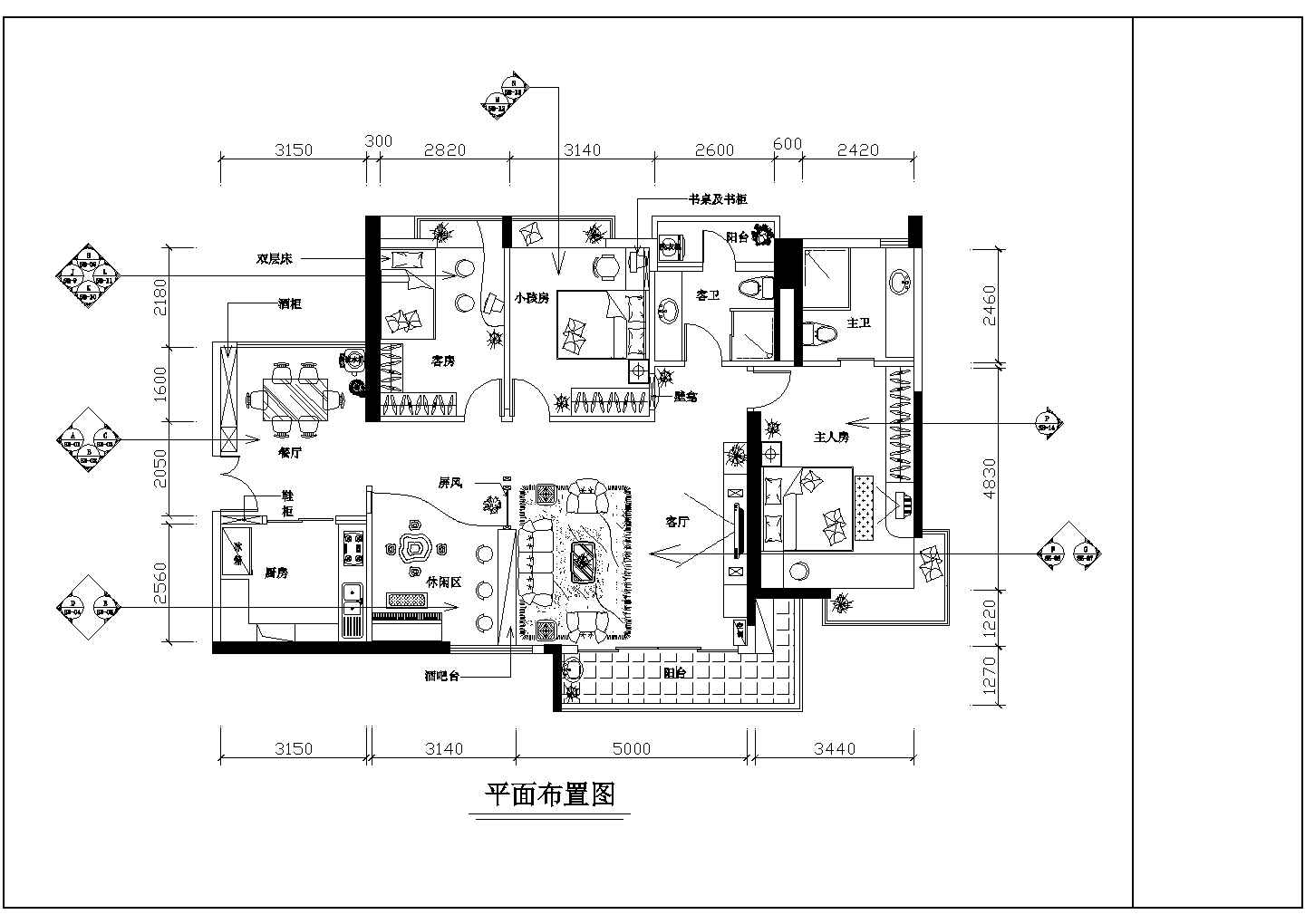 海滨新城某户室内家装设计施工图