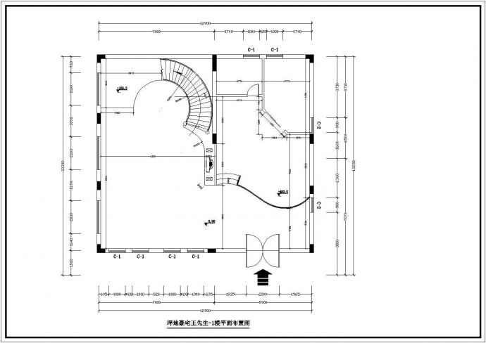 某现代别墅建筑平面装修CAD设计图_图1