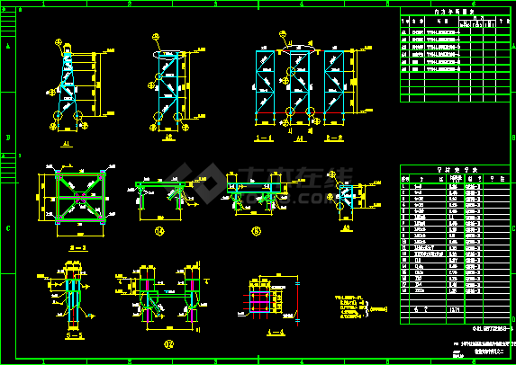 宝钢管道支架钢结构cad设计施工方案图-图二