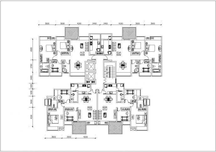二三房经典住宅楼户型建筑施工CAD设计图纸_图1