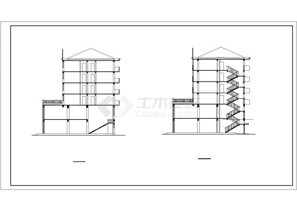 二层底商住宅楼建筑施工CAD设计图纸全套-图二