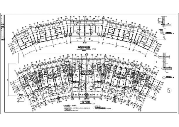 住宅小区楼建筑施工CAD设计图纸-图二
