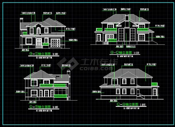 简单小型的别墅E7建筑cad施工图（共3张）-图二