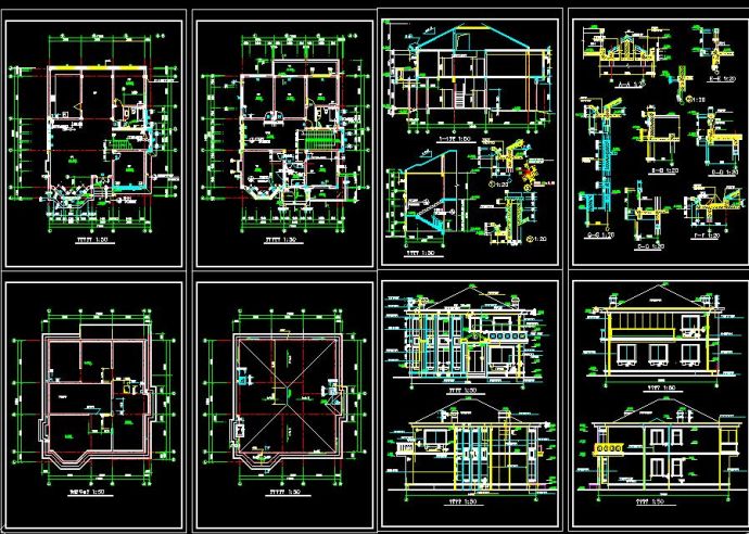 比较受欢迎的一套别墅设计建筑图纸（共8张）_图1