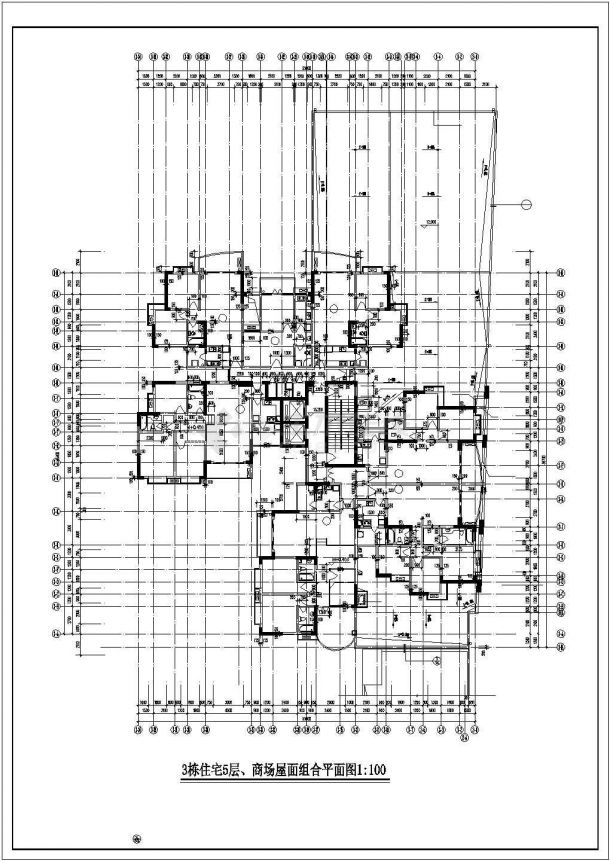 某高层住宅平面建筑施工CAD设计图纸-图二
