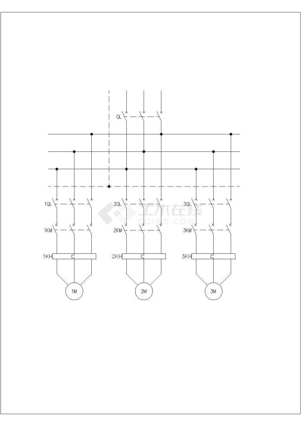电机常用控制线路电气cad原理图-图二