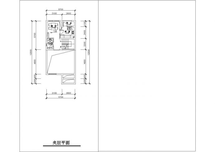 带夹层联排别墅户型建筑施工平面图_图1