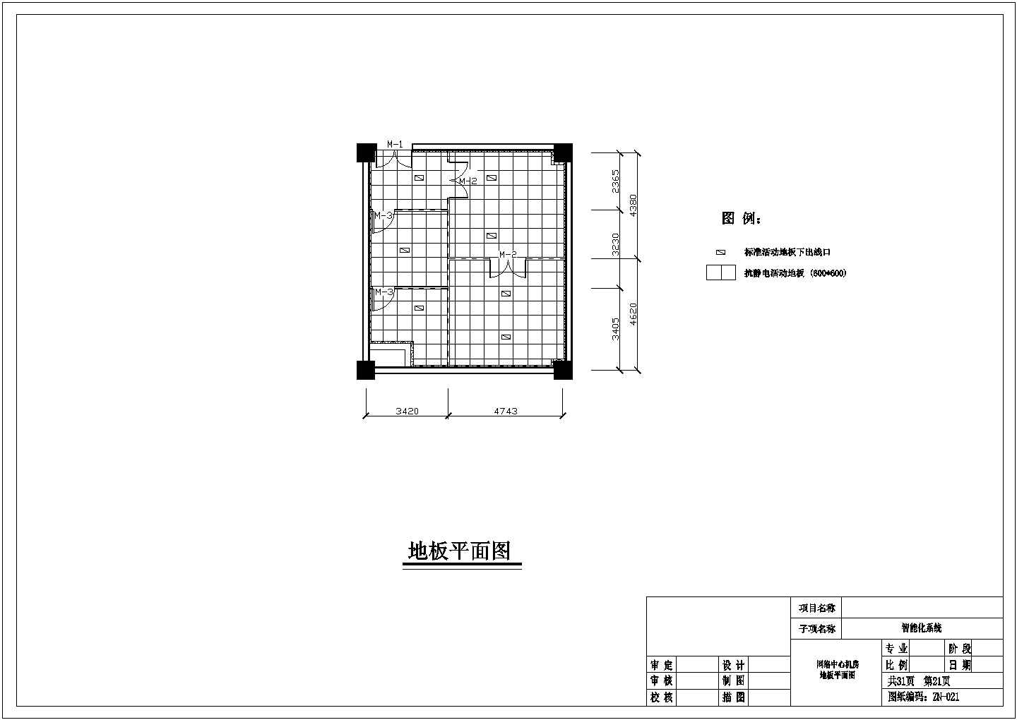 南京某地网络中心机房电气cad设计施工图