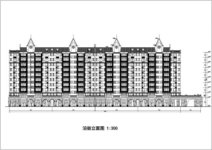 大型高层沿街商住楼建筑设计cad方案精简图_图1