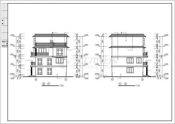 常见别墅建筑cad结构完整施工设计详细图-图二