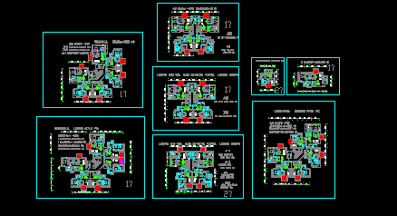 二三房经典户型平面建筑施工CAD设计图纸