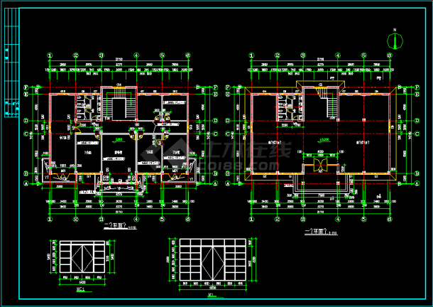 某二层办公楼混合结构全套cad施工设计方案图纸-图一