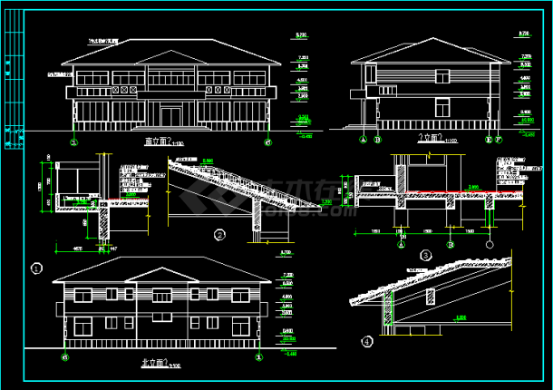 某二层办公楼混合结构全套cad施工设计方案图纸-图二