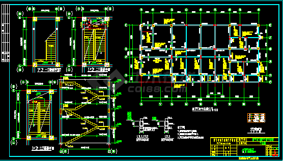 某三层办公楼局部井字梁结构cad设计施工方案图纸-图一