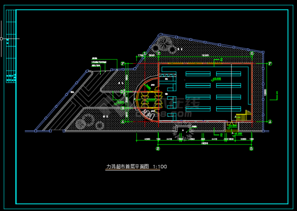 某地小型超市建筑CAD设计图（共3张）-图二