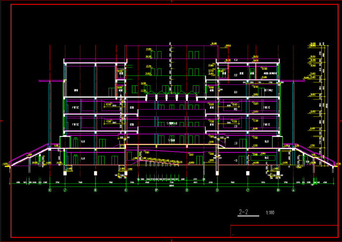 某师范学院七层教学楼建筑CAD施工图纸_图1
