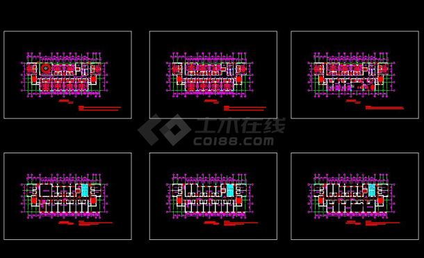 某地小型宾馆建筑cad平面图（共6张）-图一