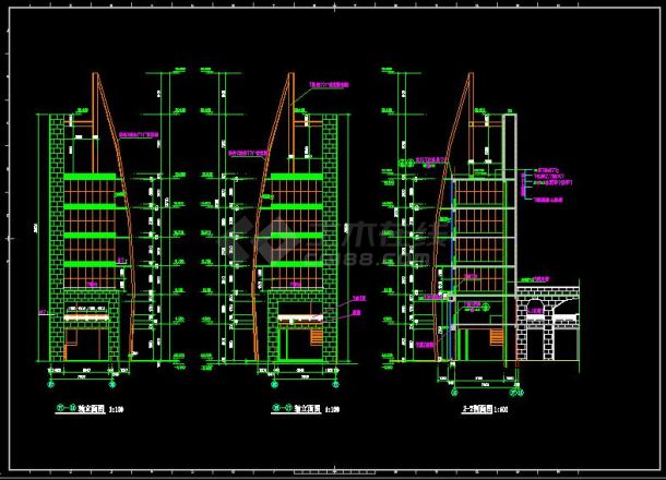 某商业街塔楼建筑cad施工图（全套）-图二