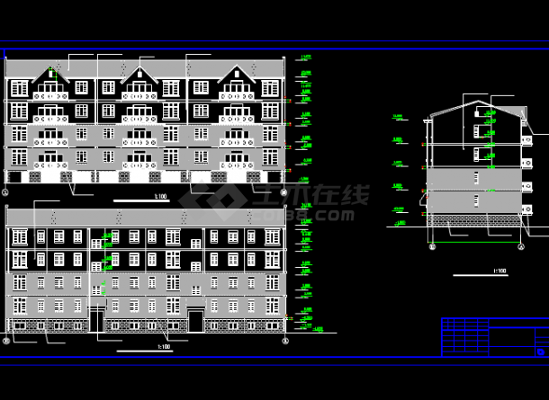 比较完整的一套洋房别墅建筑设计图（标注详细）-图二