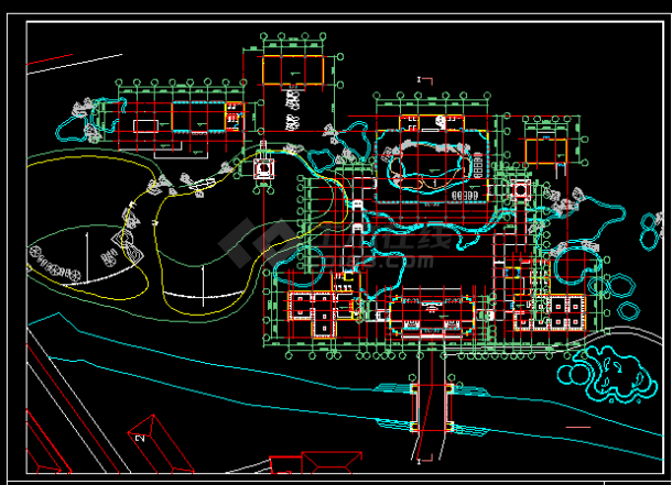 温泉浴场平立面建筑施工CAD设计图纸-图二