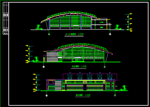 某学校二层体育馆建筑CAD方案设计图纸-图一