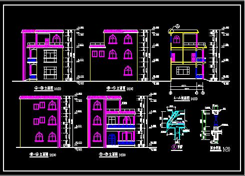 某12个别墅设计方案CAD详情图纸-图二