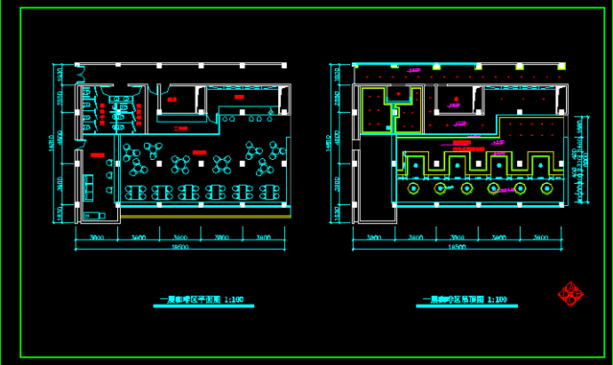 酒店及包厢整套室内装修cad平面布置施工设计方案图_图1