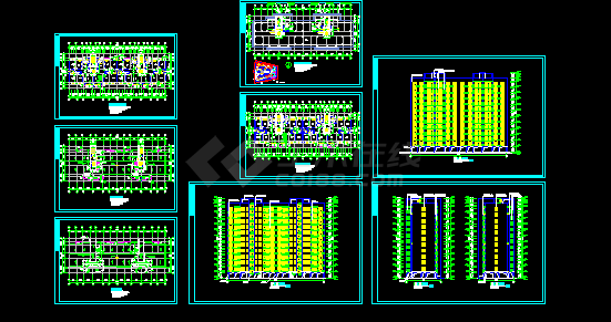 小区住宅楼6栋建筑施工CAD设计图纸-图一