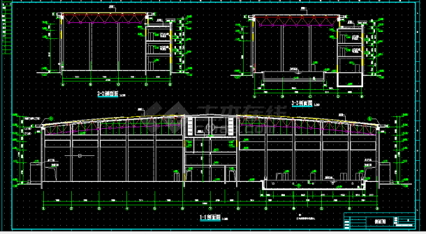 体育馆建筑设计及施工全套CAD平面图-图二