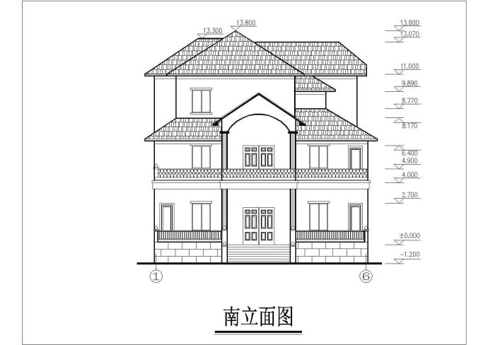 三层复式花园别墅全套建筑设计CAD图_图1