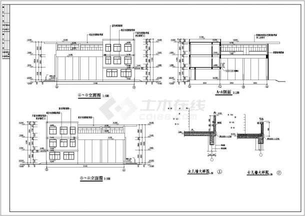 某三层营业用房建筑施工CAD图纸-图二